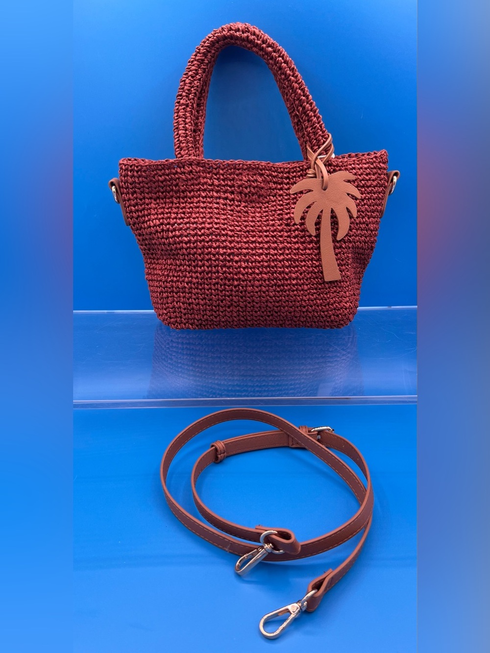 Haute Hippie Cocoa Brown Raffia Handbag, NWT